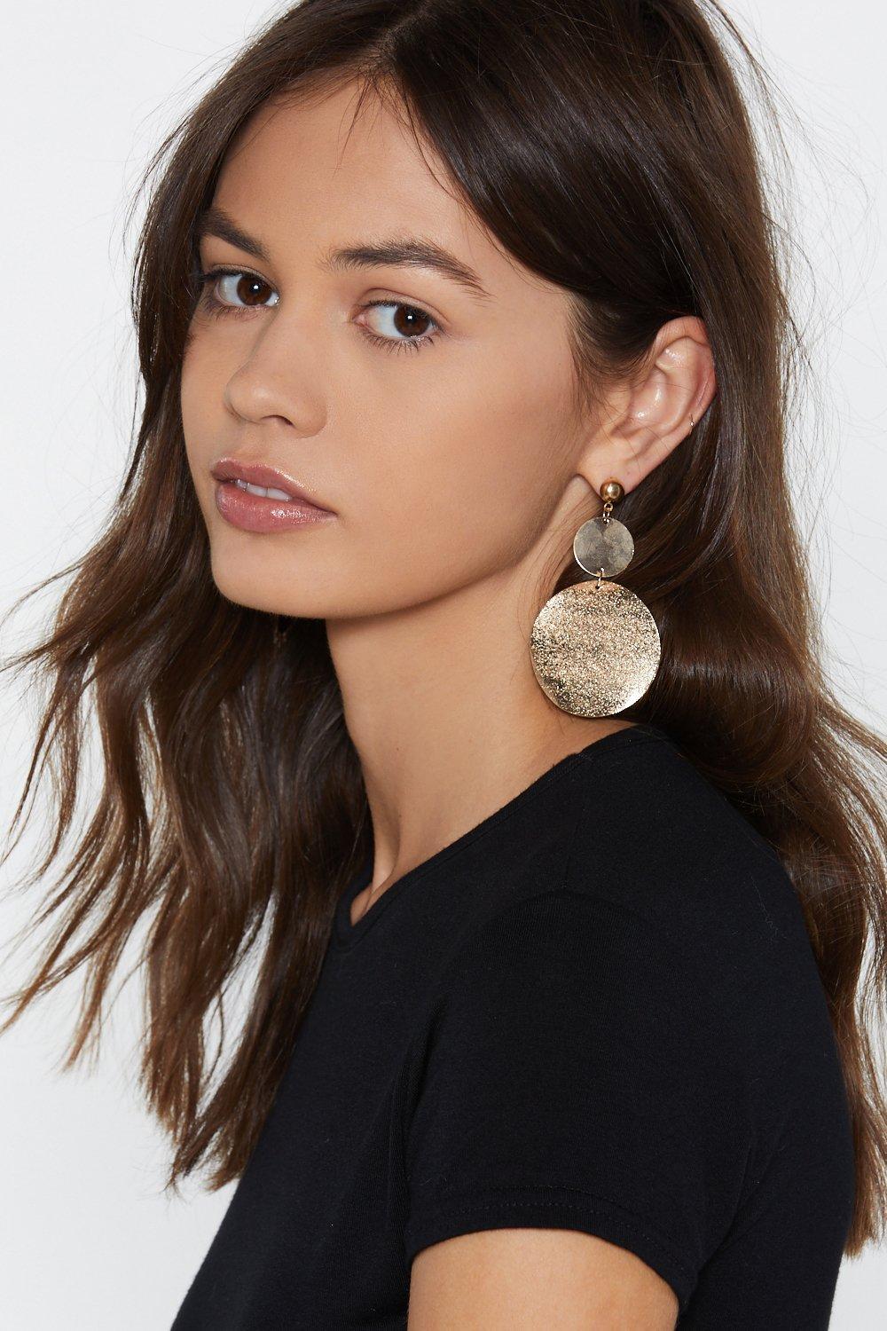 Lyst Nasty Gal Let S Get Hammered Disc Earrings In Metallic Nasty Gal
