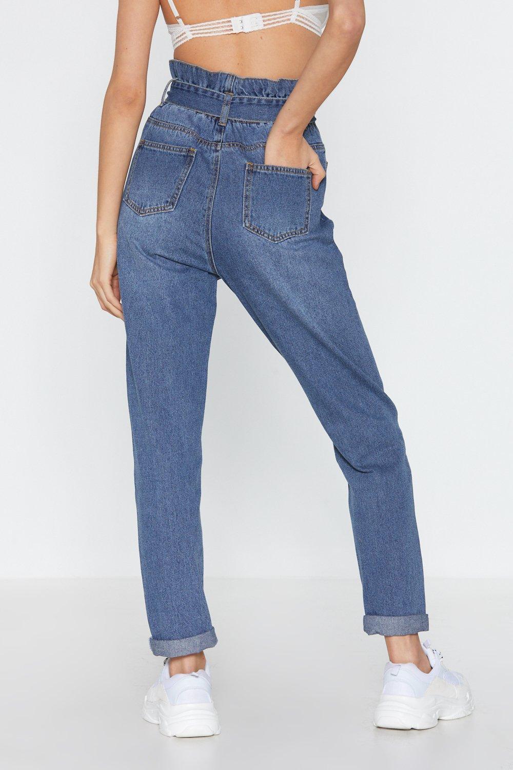 blue paperbag jeans