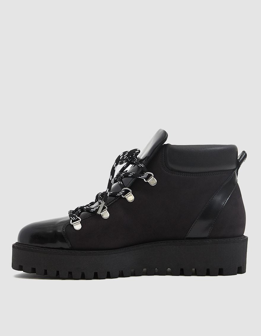 ganni cleated lace up hiking boot