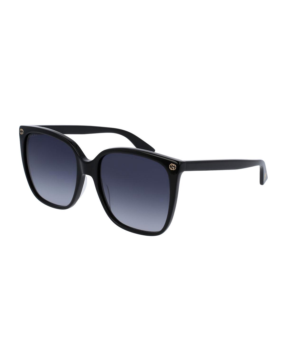 Gucci Square Acetate Sunglasses W Interlocking G Detail In Black Lyst