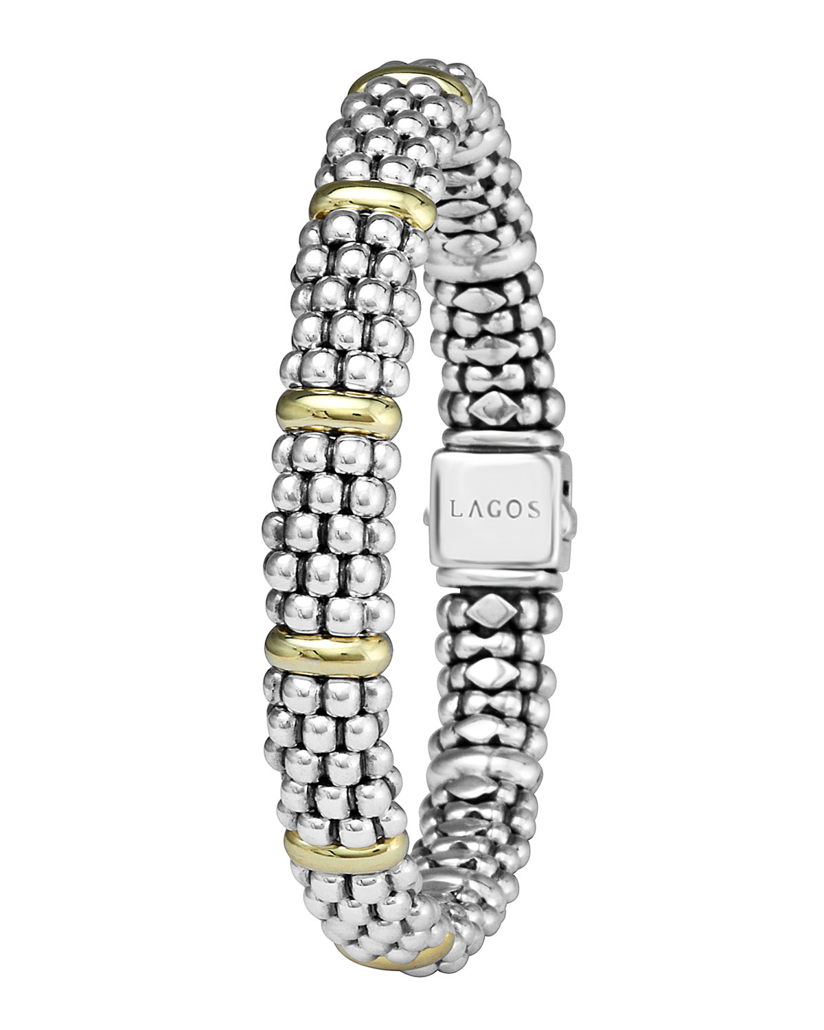 Lagos Sterling Silver Caviar Rope Bracelet With 18k Gold in Metallic | Lyst