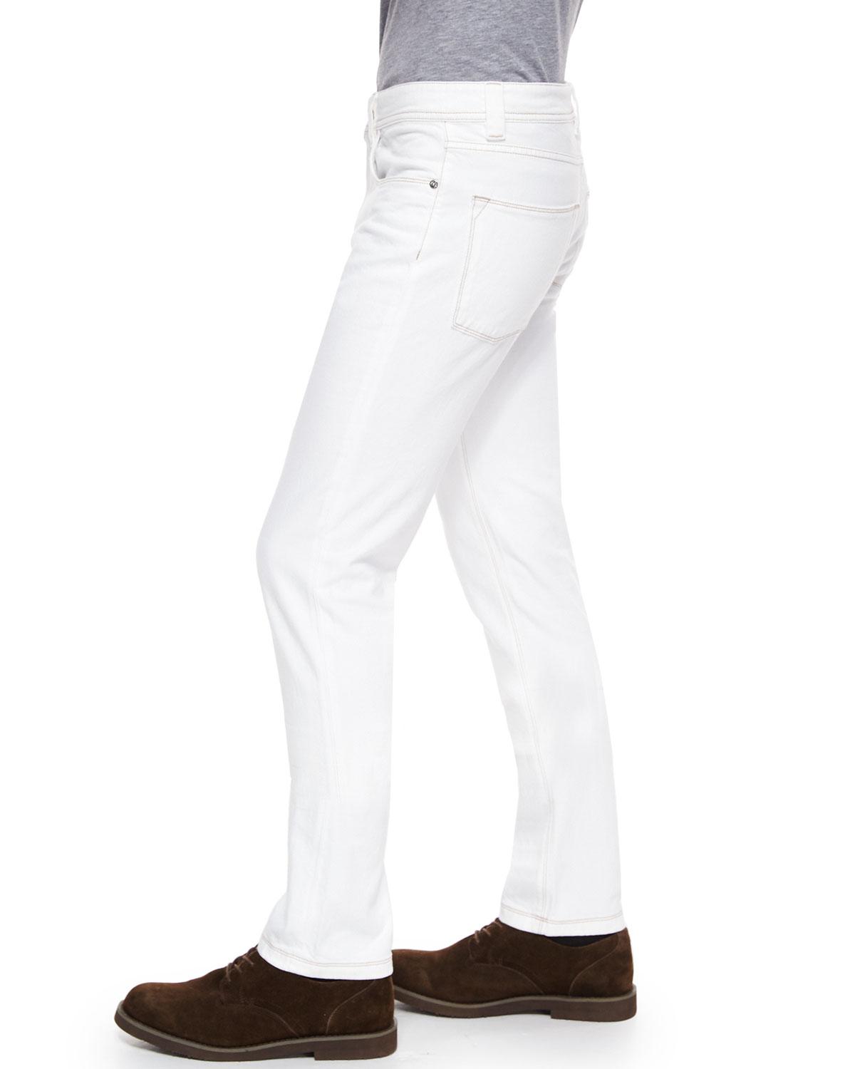 Loro piana Five-pocket Slim-fit Dyed Denim Jeans in White for Men | Lyst