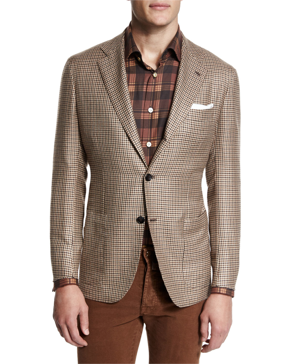 Lyst - Kiton Houndstooth Two-button Cashmere Jacket in Brown for Men