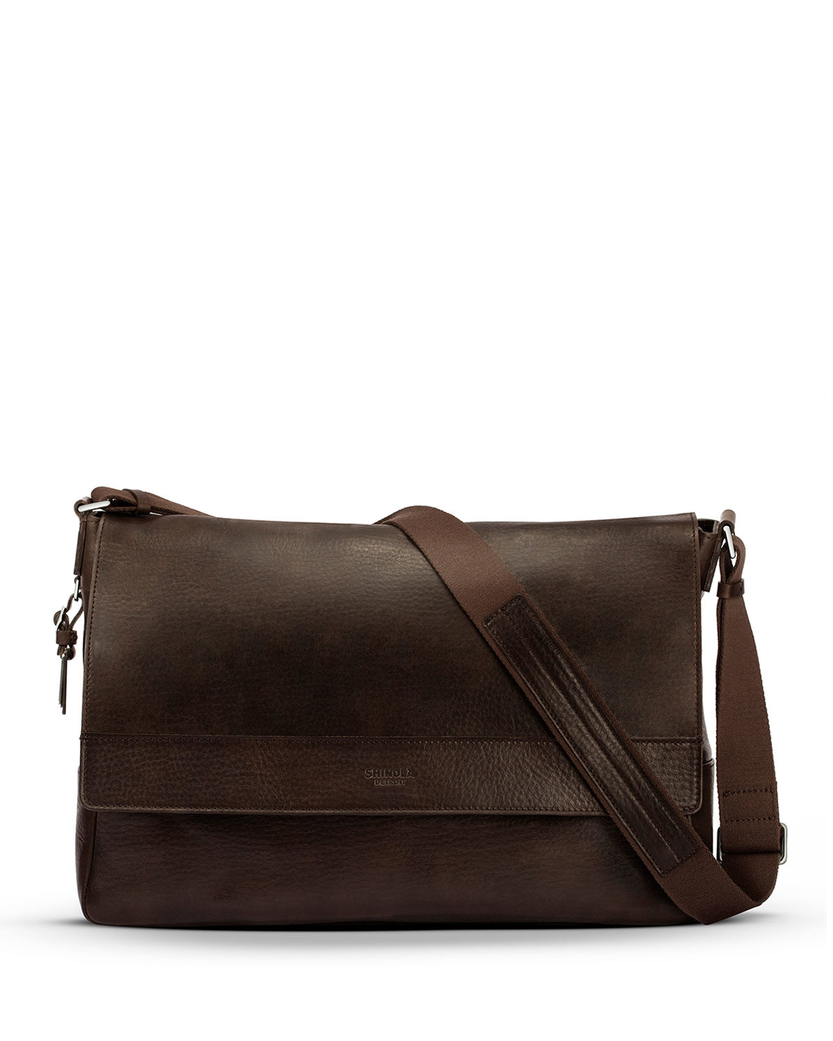 shinola slim leather messenger bag