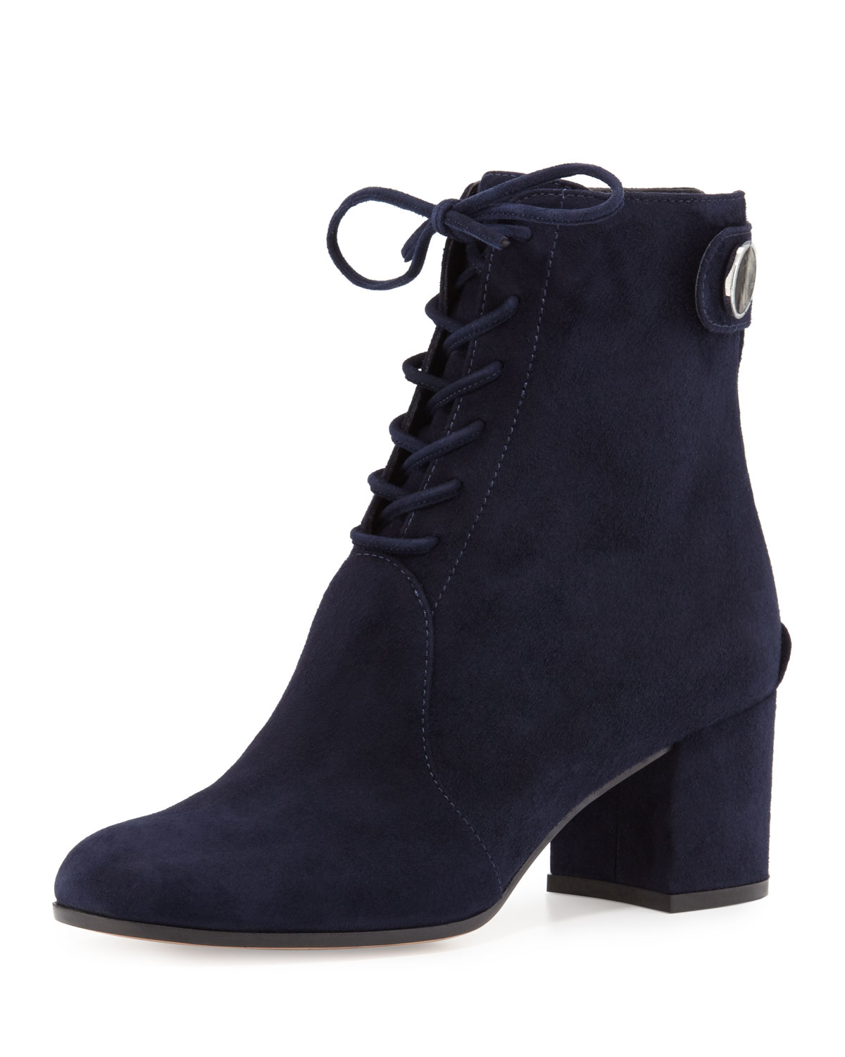 Gianvito rossi Suede Lace-up Chunky-heel Bootie in Blue (DENIM) | Lyst