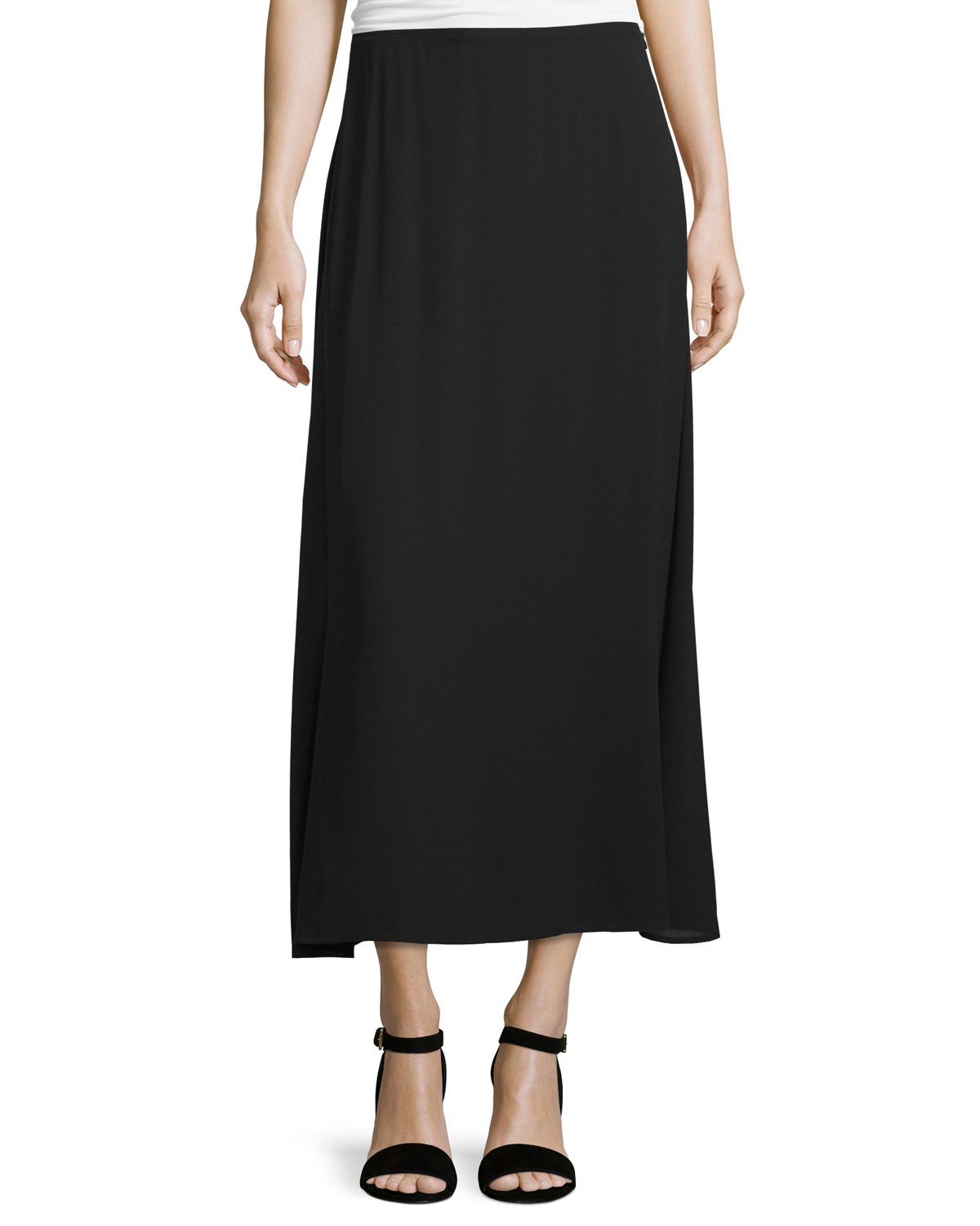 Lyst - Eileen Fisher A-line Crepe Maxi Skirt in Black