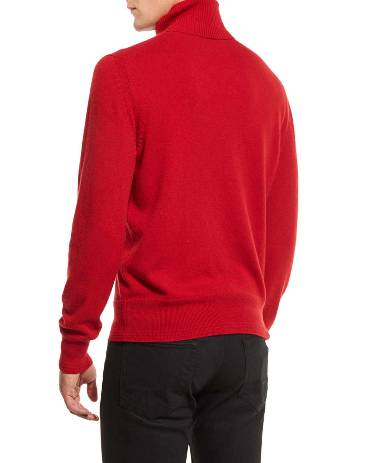 Lyst - Tom Ford Classic Flat-knit Cashmere Turtleneck Sweater in Red ...