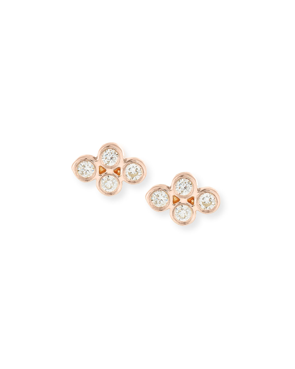 Zoe chicco 14k Diamond Quad Stud Earrings in Gold (ROSE GOLD) | Lyst