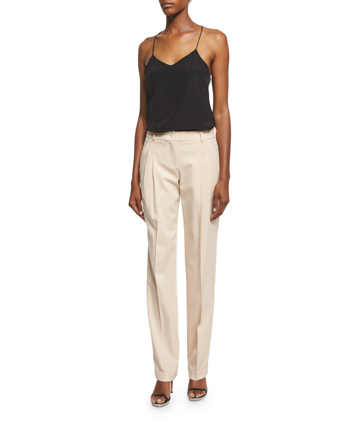 Michael kors Mid-rise Pleated-front Pants in White | Lyst