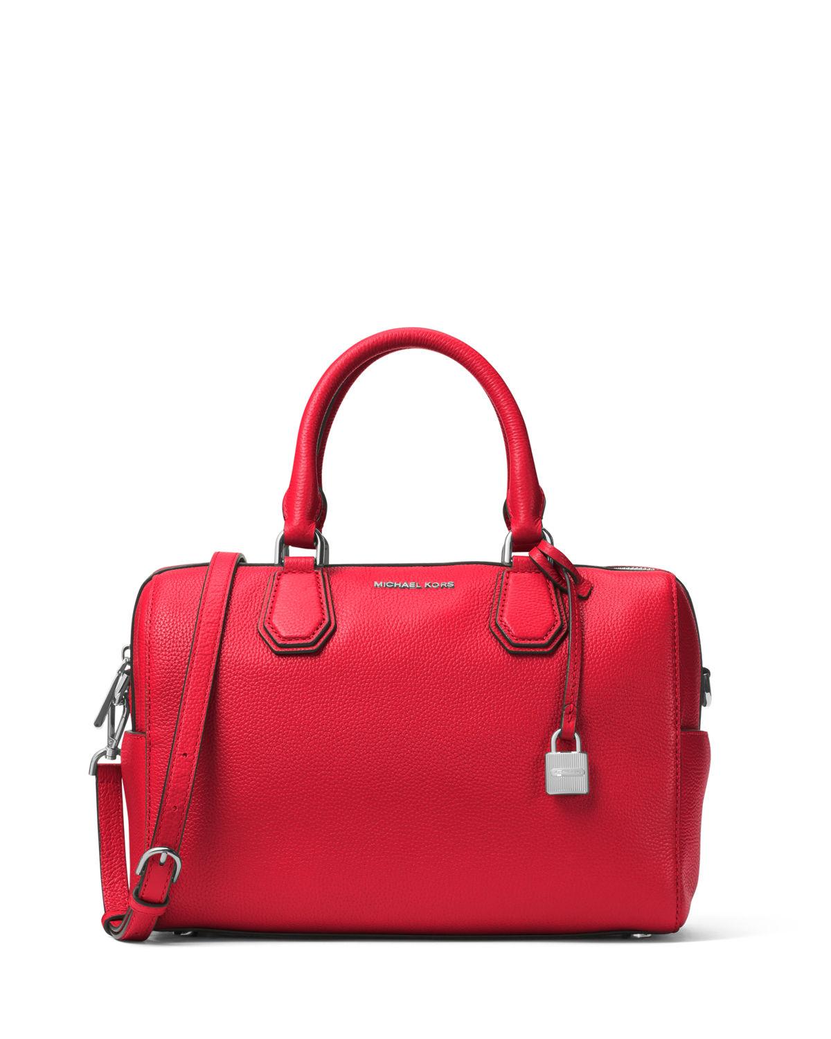 michael michael kors mercer medium leather duffle bag in lyst michael michael kors mercer medium leather duffle bag in lyst