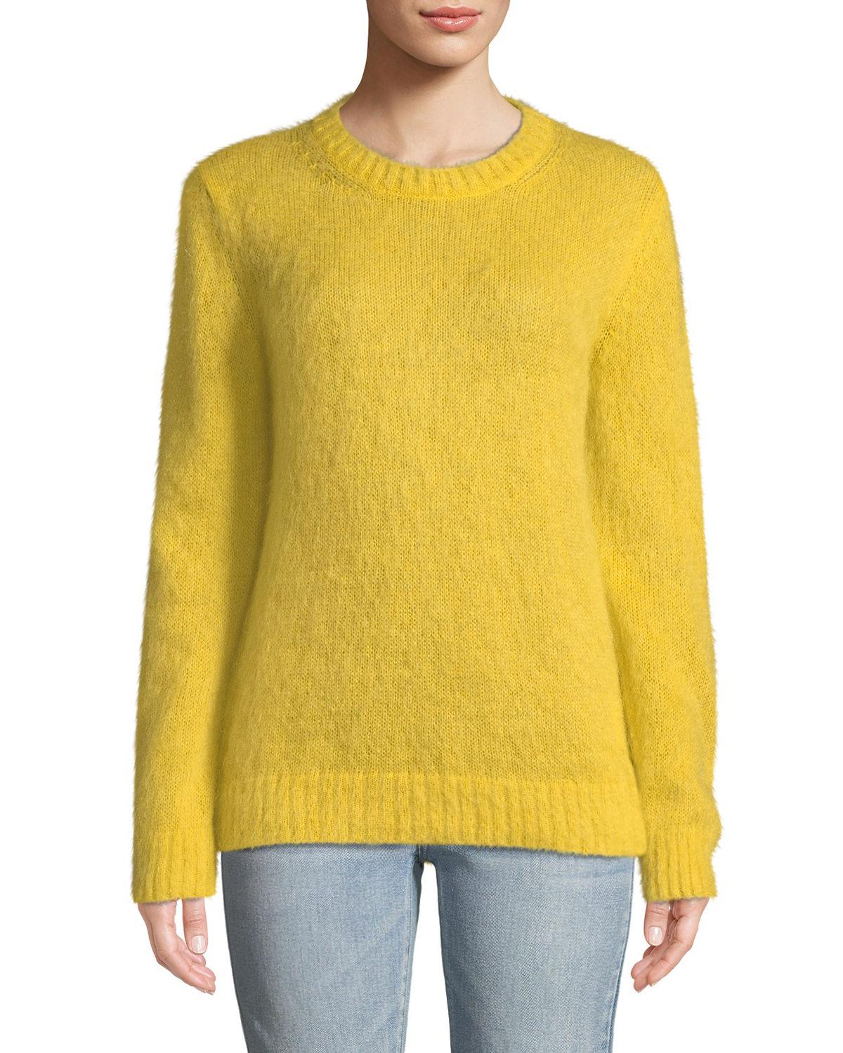 Lyst - Moncler Mohair-blend Pullover Sweater in Yellow Moncler. Women's Yellow Mohair-blend Pullover Sweater