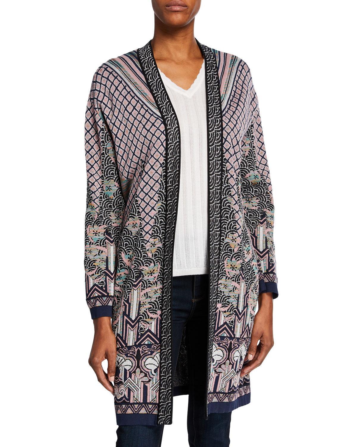 M Missoni Open-front Patterned Jacquard Duster in Black - Lyst