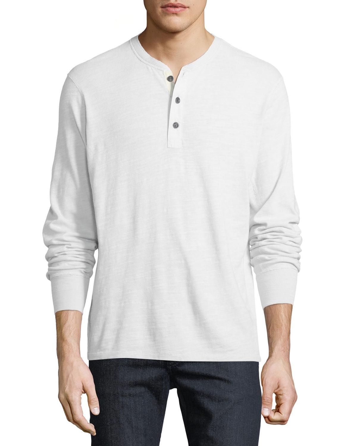 Rag /& Bone Men’s Navy Standard Issue Basic Henley Long Sleeve T-Shirt