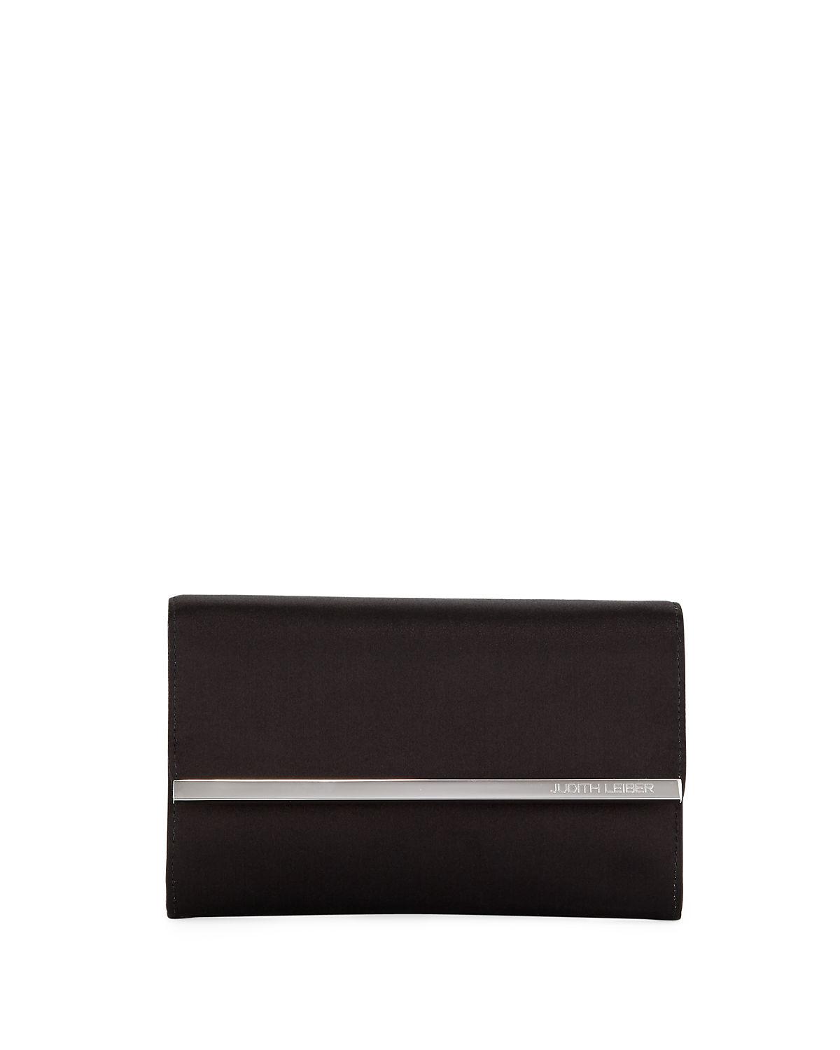 Lyst Judith Leiber Quinn Satin Chain Strap Clutch Bag In Black Judith Leiber