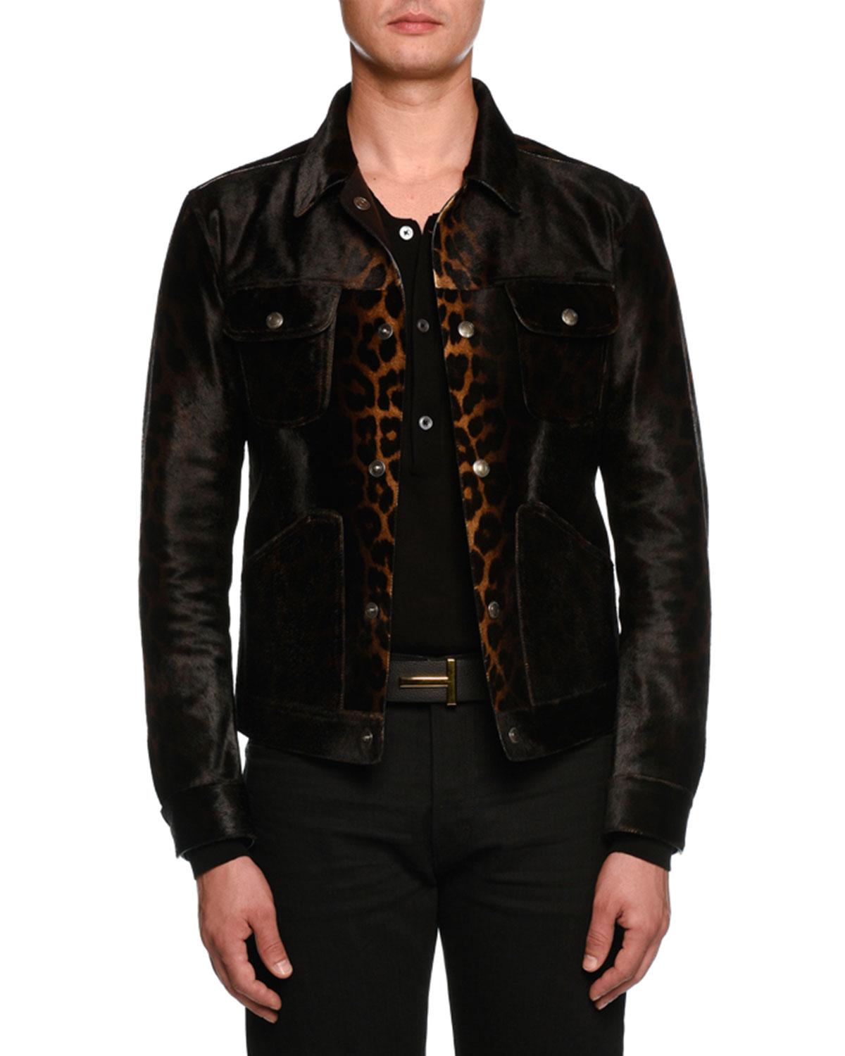 Tom Ford Leopard Print Leather Jean Style Jacket In Black For Men Lyst Tom Ford Men S Black Leopard Print Leather Jean Style Jacket