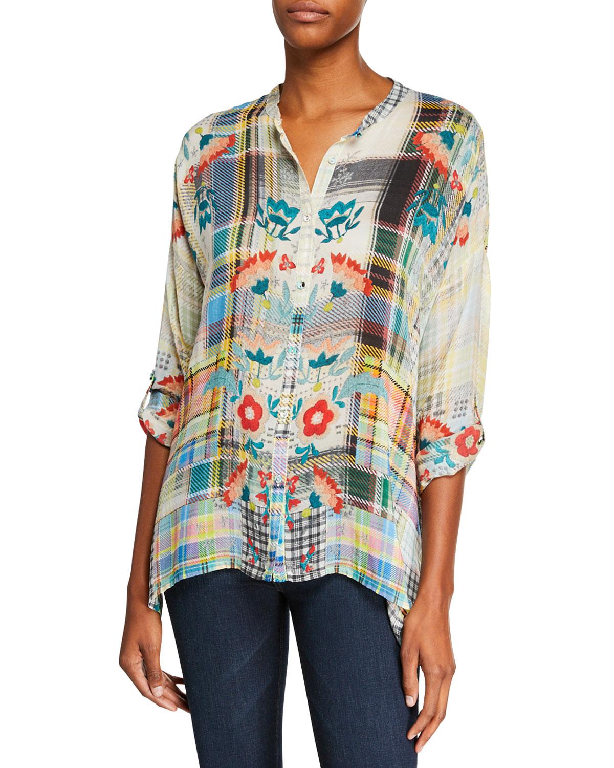 Lyst - Johnny Was Patch Printed Button-front Blouse