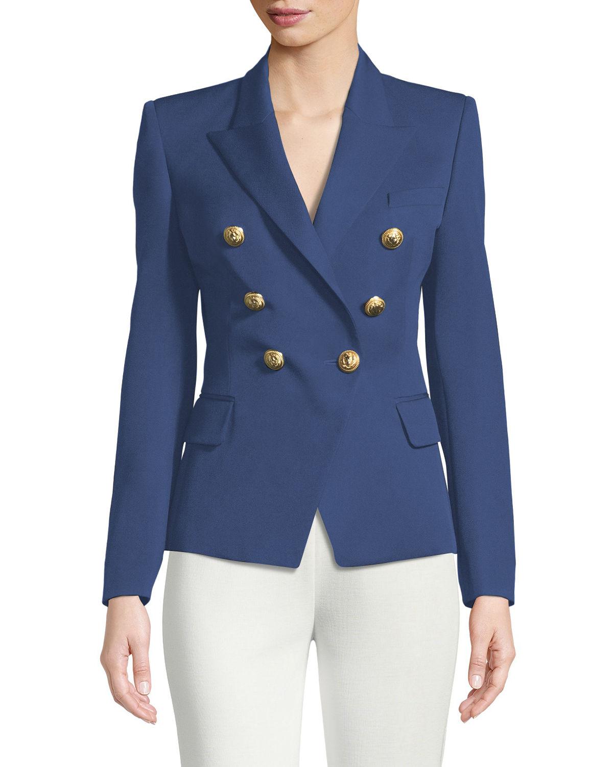 Lyst - Balmain Classic Double-breasted Wool Blazer in Blue - Save 14%