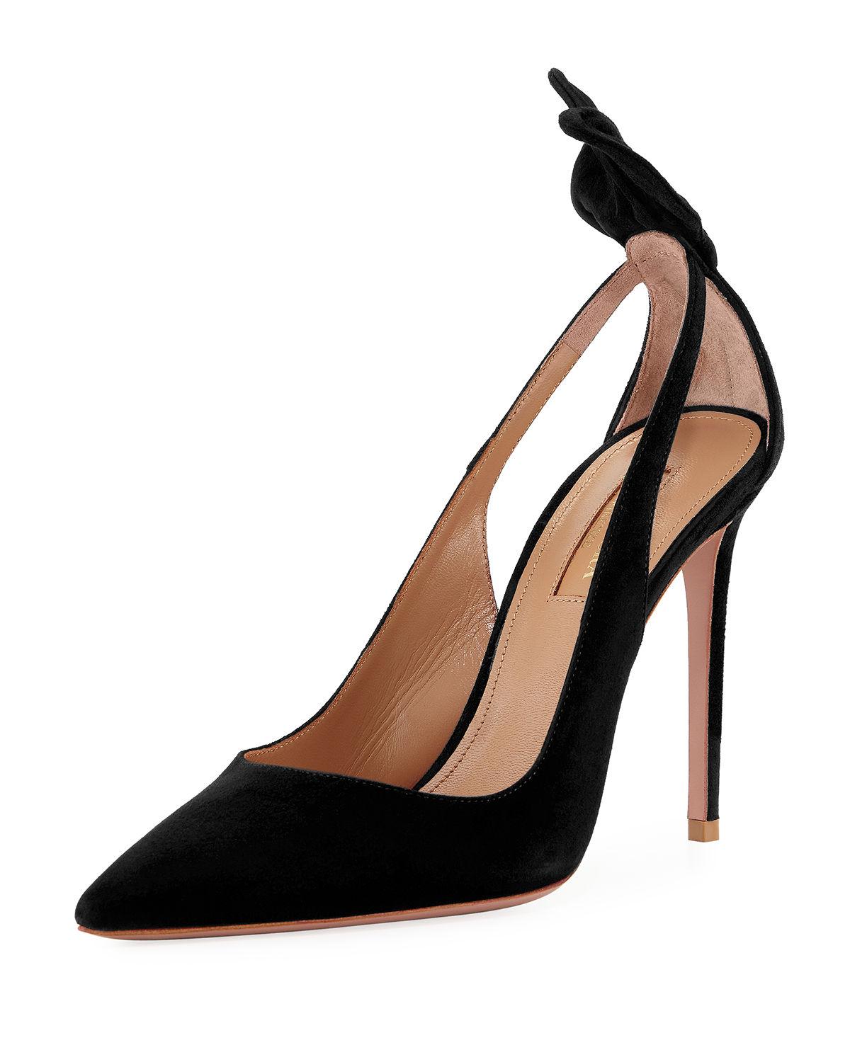 Aquazzura 105mm Deneuve Suede Pumps in Black - Lyst