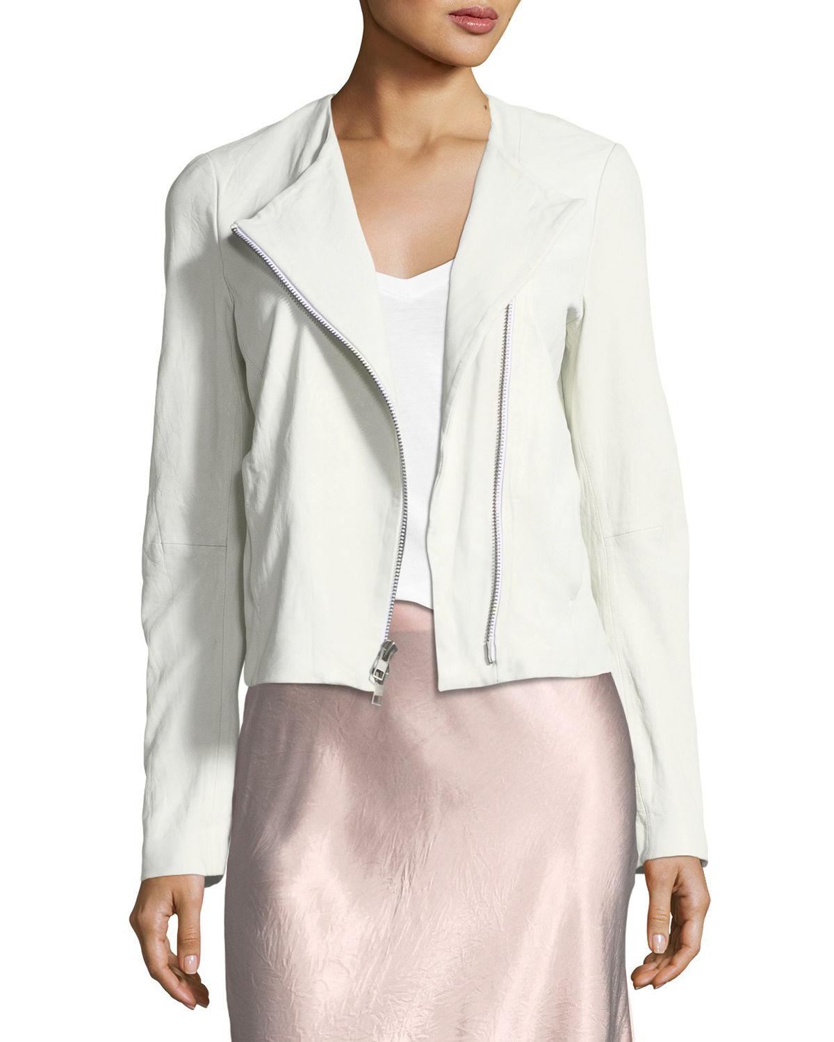 Lyst Vince Cross Front Lamb Leather Jacket In White Save 66 Vince Women S White Cross Front Lamb Leather Jacket