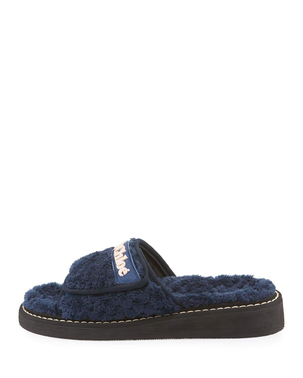 Lyst See By Chlo  Flat Terry Cloth  Sandal  Slide  in Blue