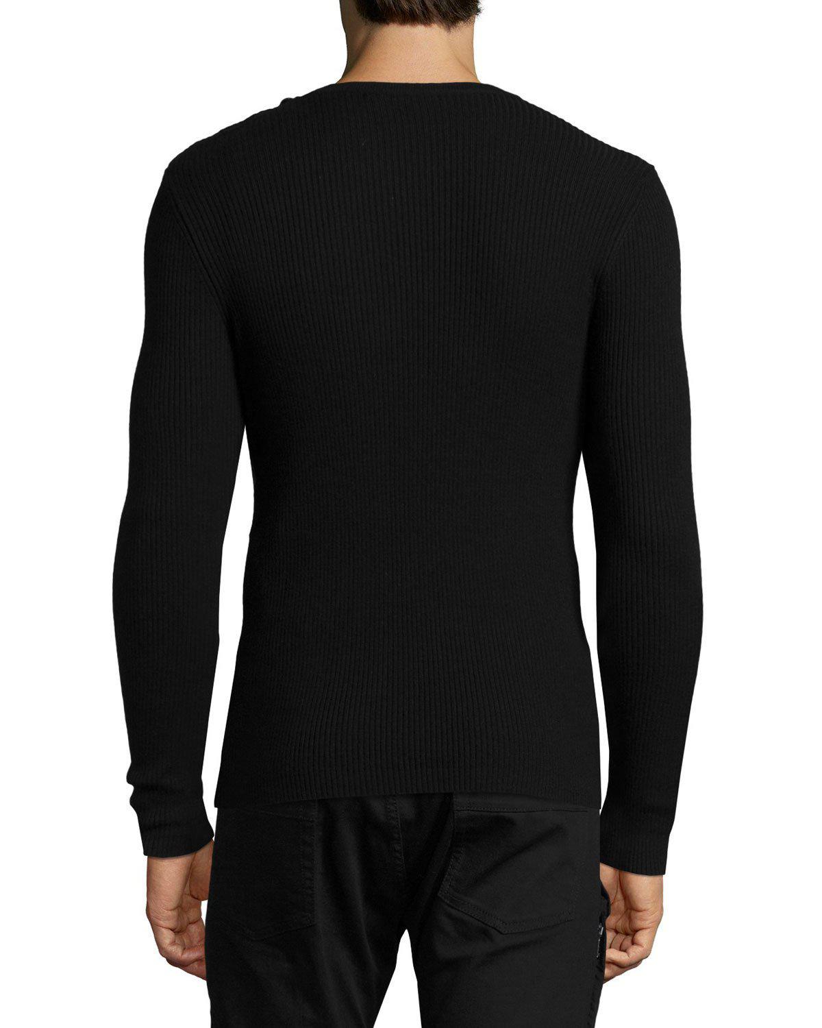 Lyst Ralph Lauren Ribbed Cashmere Buttonshoulder Sweater in Black