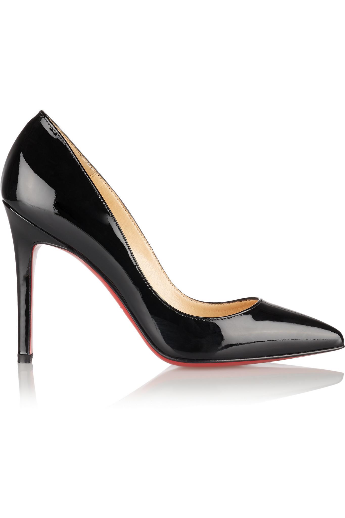 christian louboutin black pigalle pointed toe leather pumps