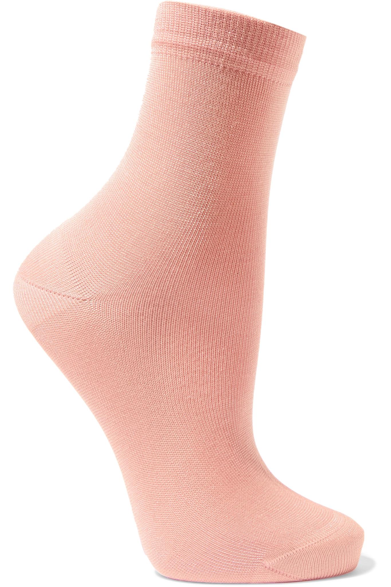 pink silk-blend socks - lyst