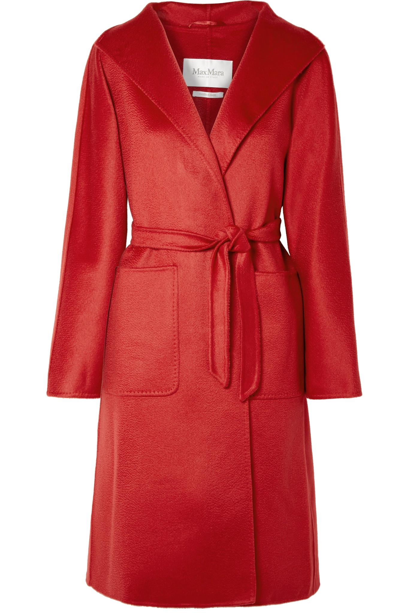 Lyst - Max Mara Lilia Belted Brushed-cashmere Coat in Red