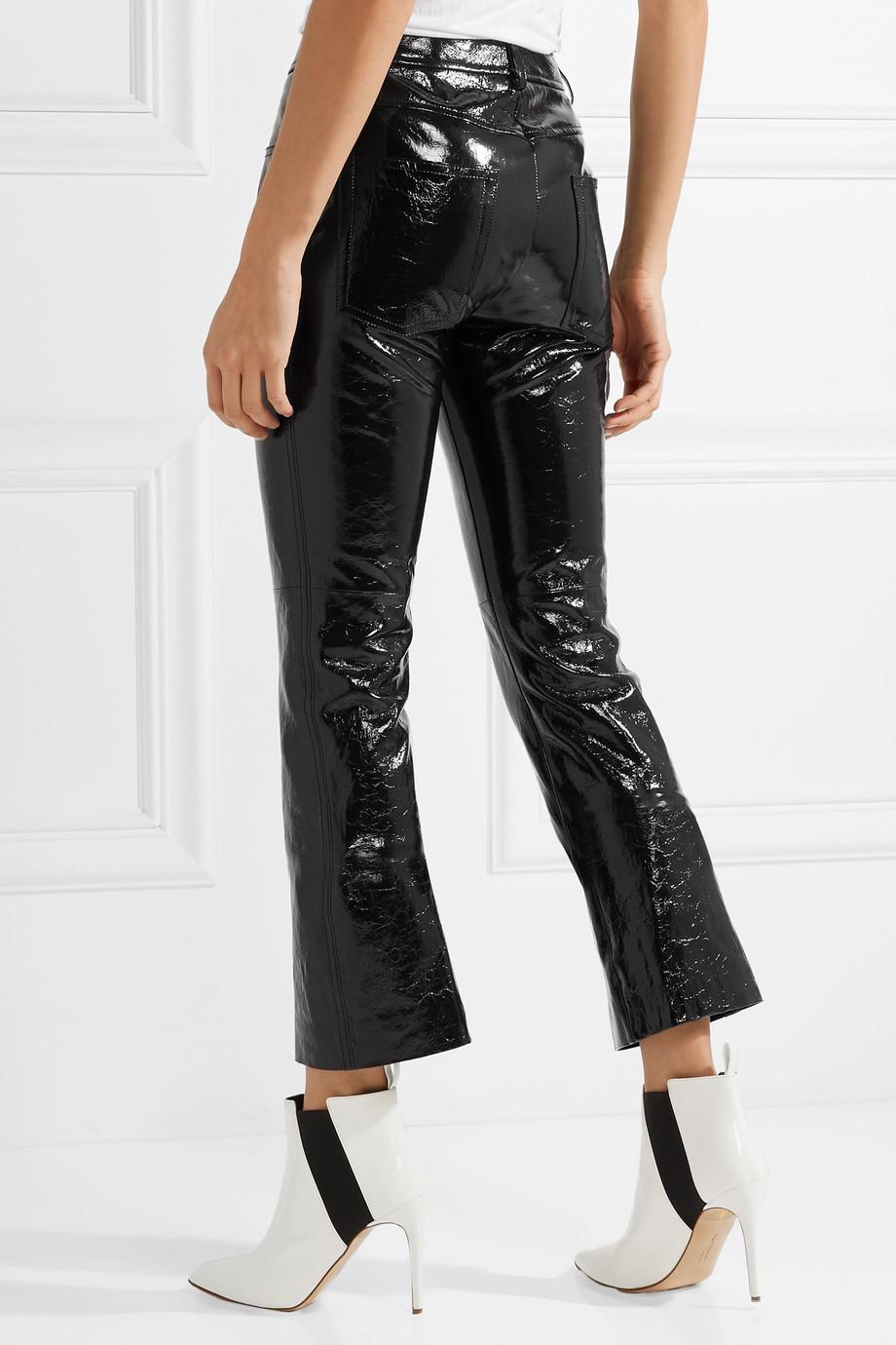 Lyst - Helmut Lang Crinkled Patent-leather Slim-leg Pants in Black