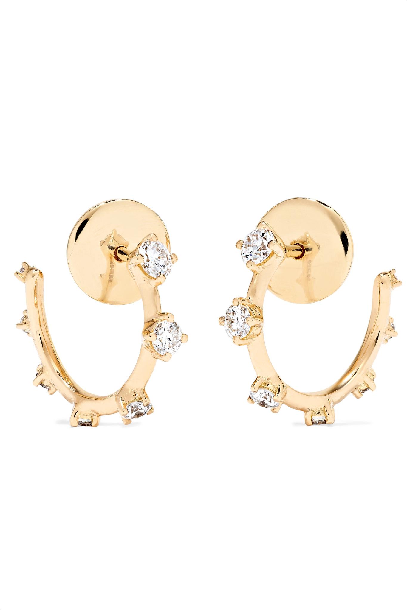 Fernando Jorge Sequence 18 Karat Gold Diamond Hoop Earrings In Fernando Jorge Women S Metallic Sequence 18 Karat Gold Diamond Hoop Earrings