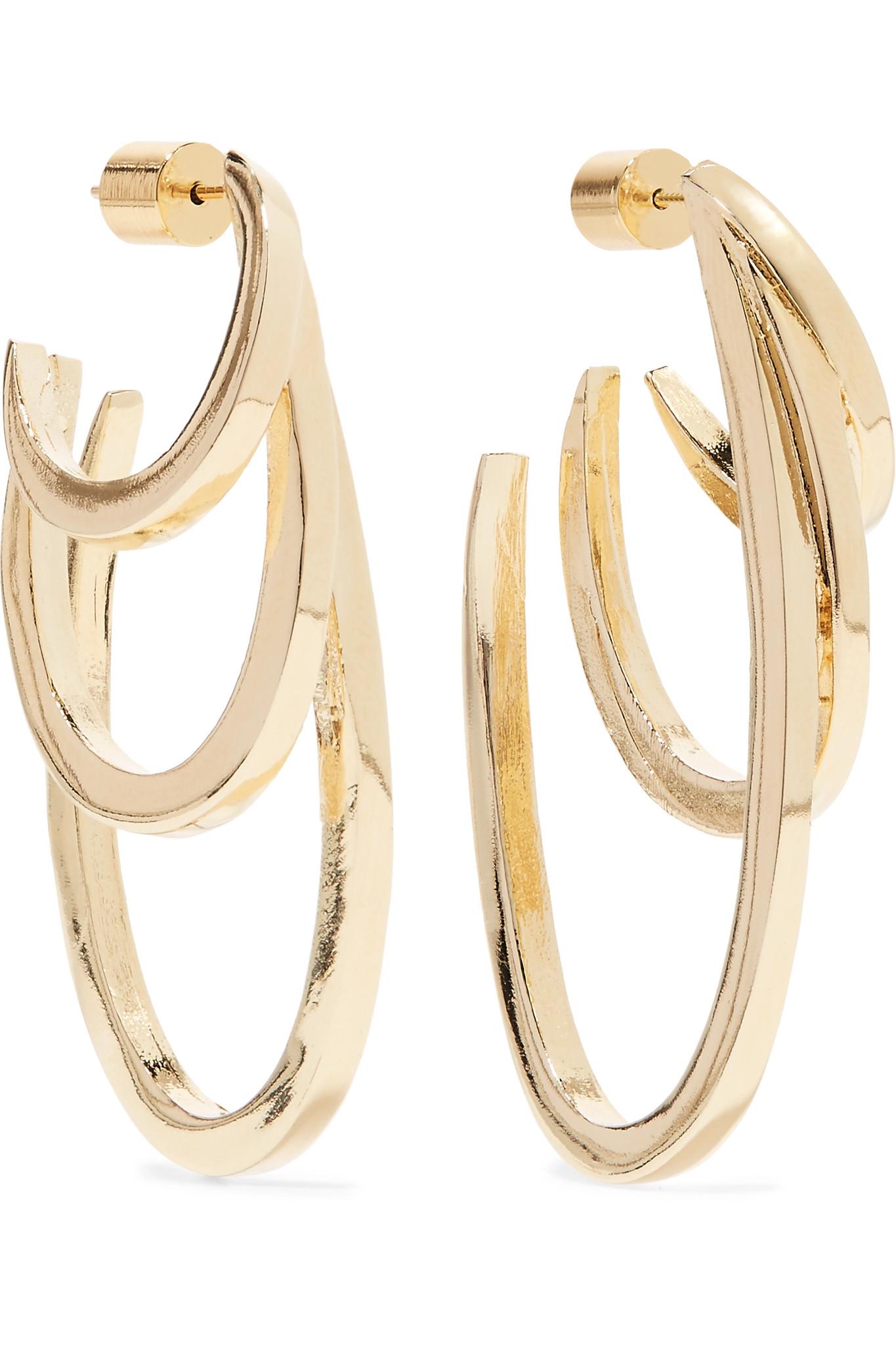 Lyst - Jennifer Fisher Square Adwoa Gold-plated Hoop Earrings in Metallic