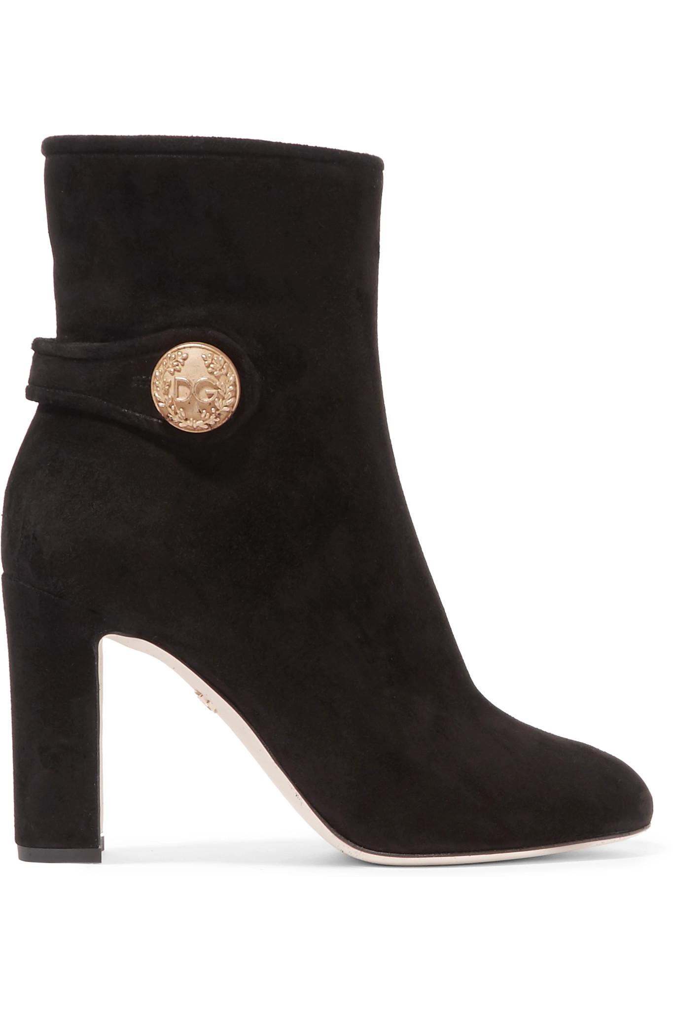 Dolce & Gabbana Embellished Suede Ankle Boots in Black - Lyst