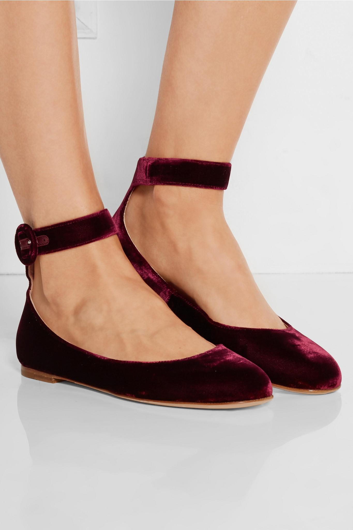 Gianvito rossi Velvet Ballet Flats Lyst