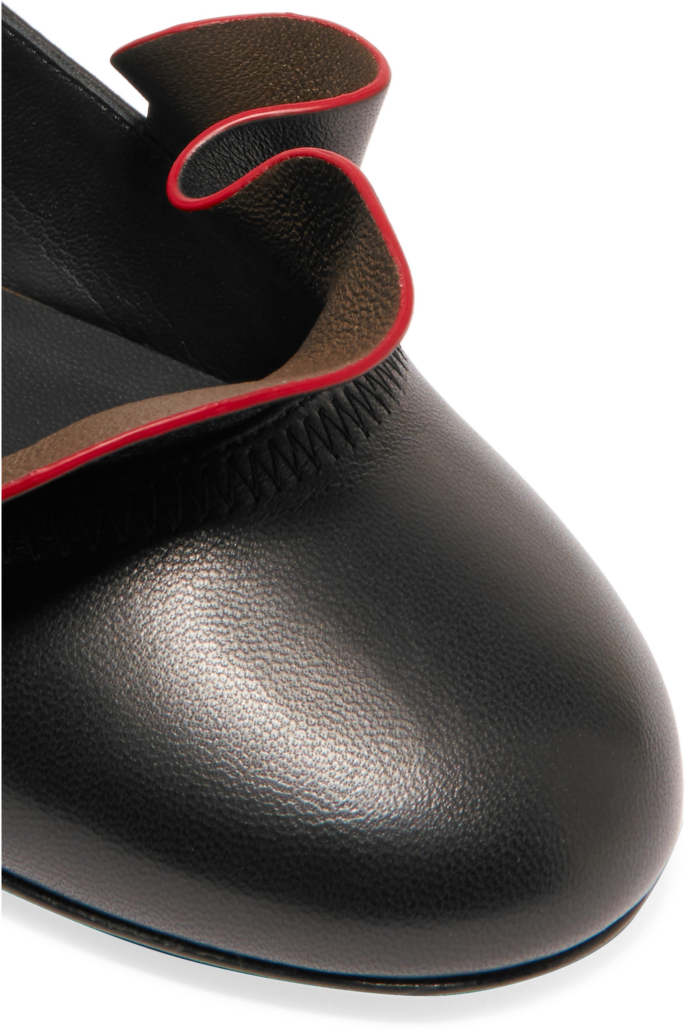 Fendi Ruffled Leather Ballet Flats in Black Lyst