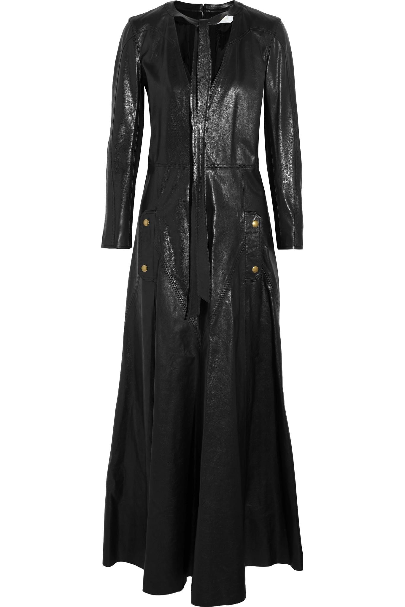 Lyst - Chloé Leather Maxi Dress in Black