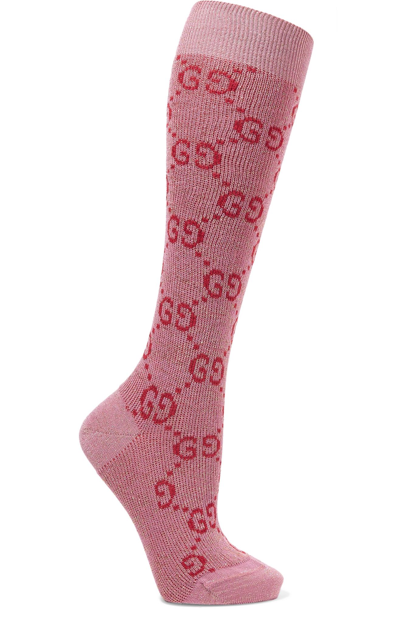 Lyst Gucci Metallic Cottonblend Jacquard Socks in Pink