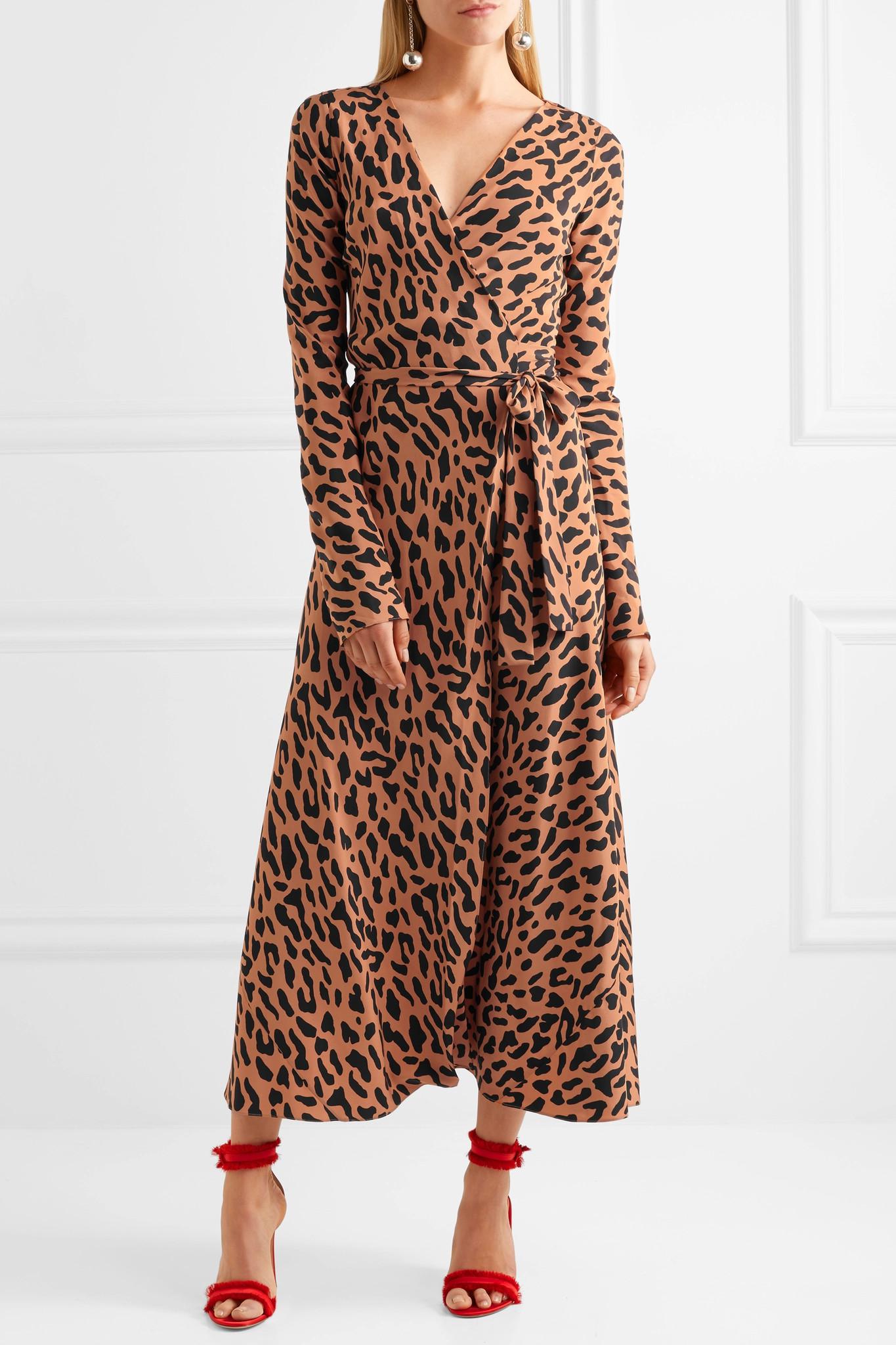 Lyst Diane Von Furstenberg Leopard Print Silk Crepe De Chine Wrap Gallery