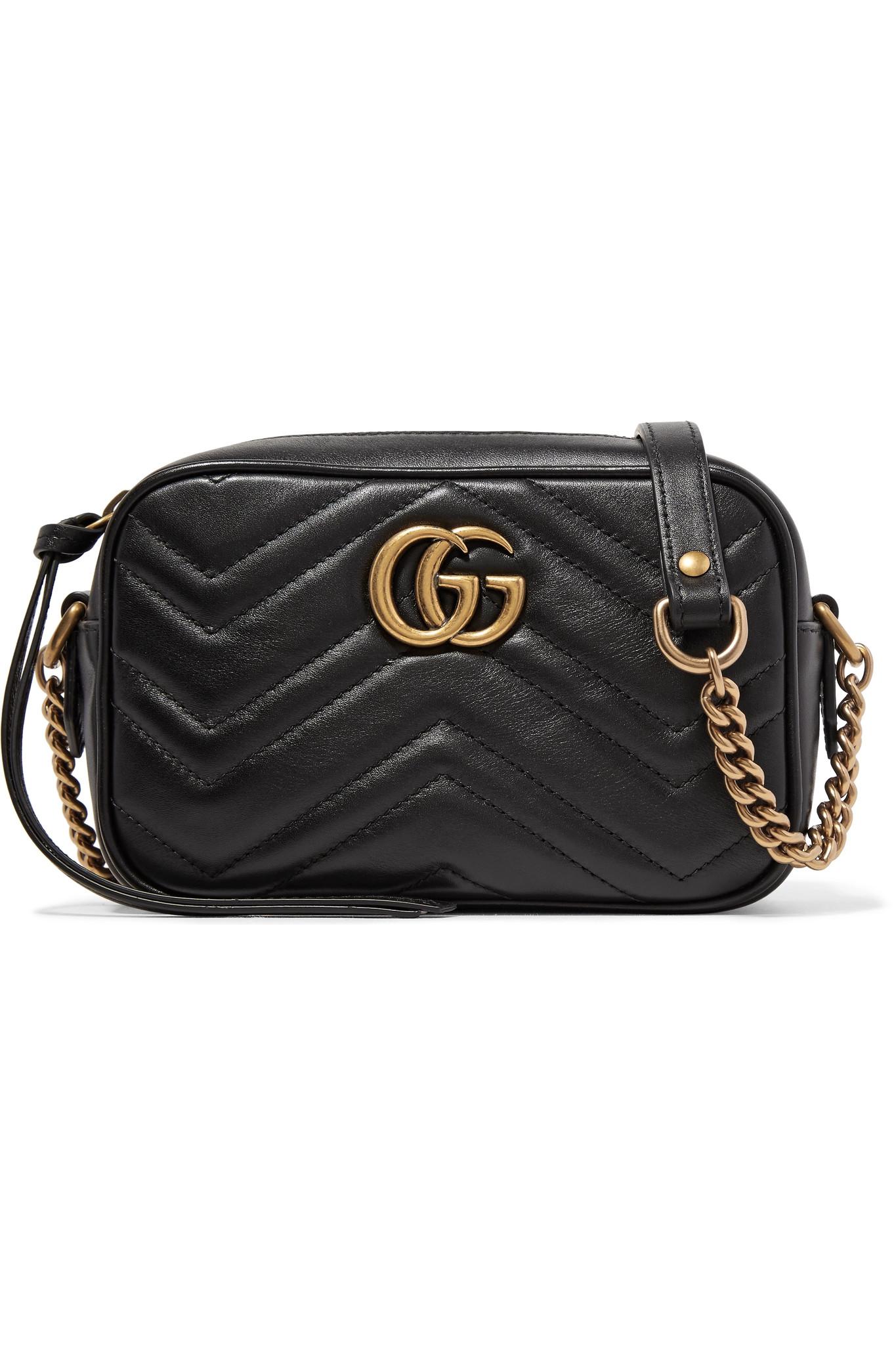 Gucci Gg Marmont Camera Mini Quilted Leather Shoulder Bag in Black - Lyst