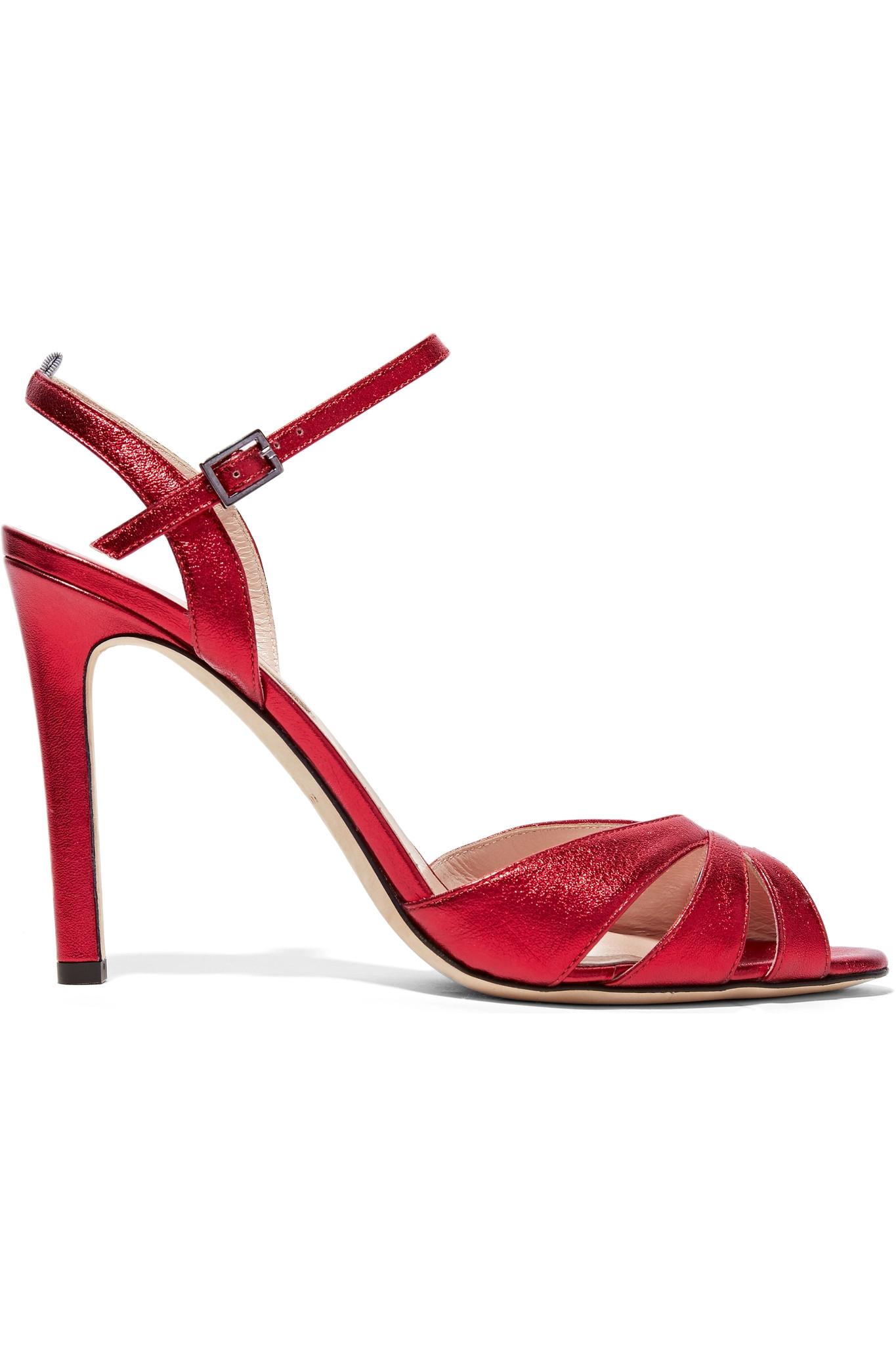 Sjp by sarah jessica parker Westminster Metallic Leather Sandals in Red ...