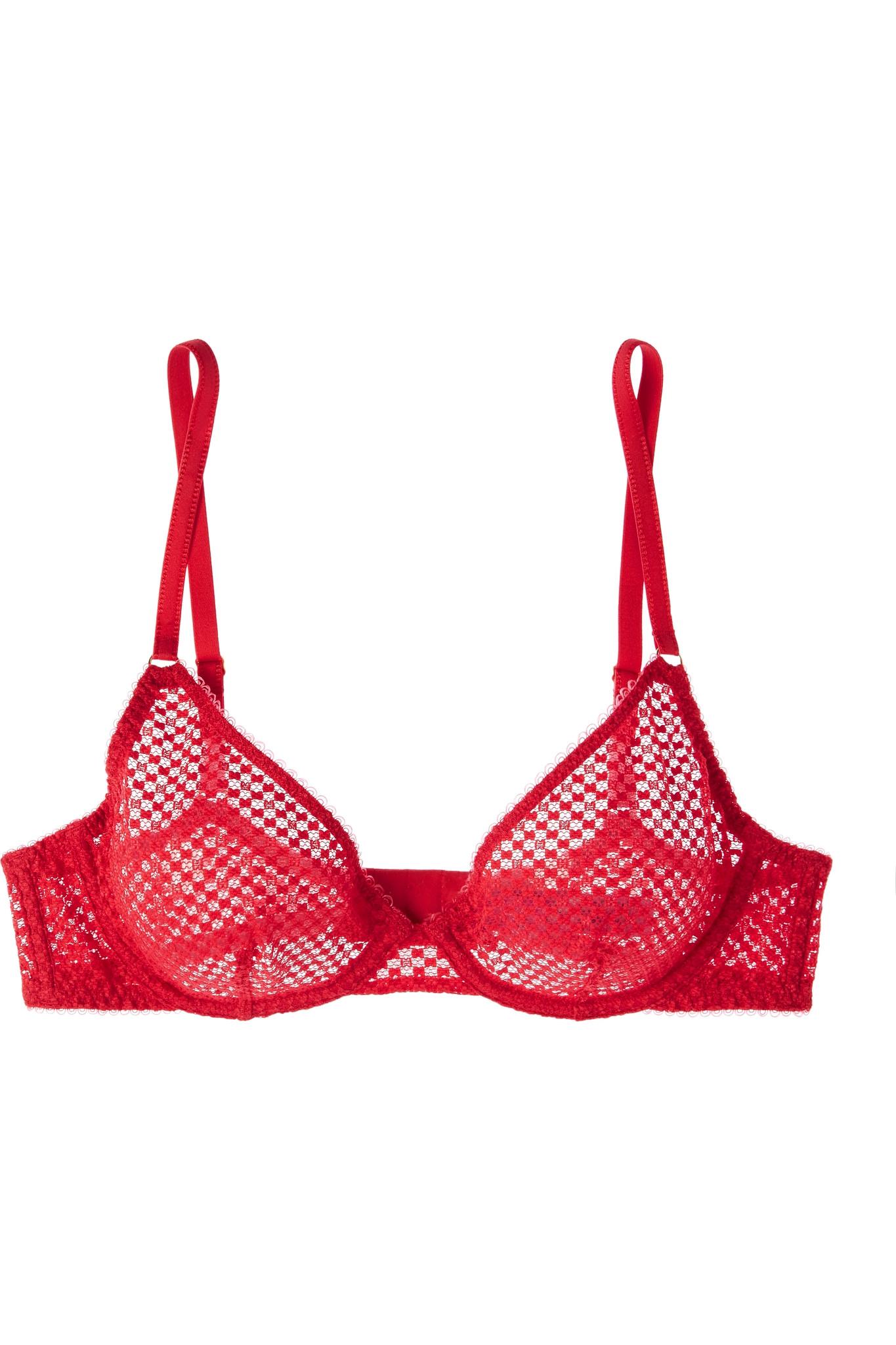 Lagent by agent provocateur Addie Stretch-lace Plunge Bra in Red | Lyst