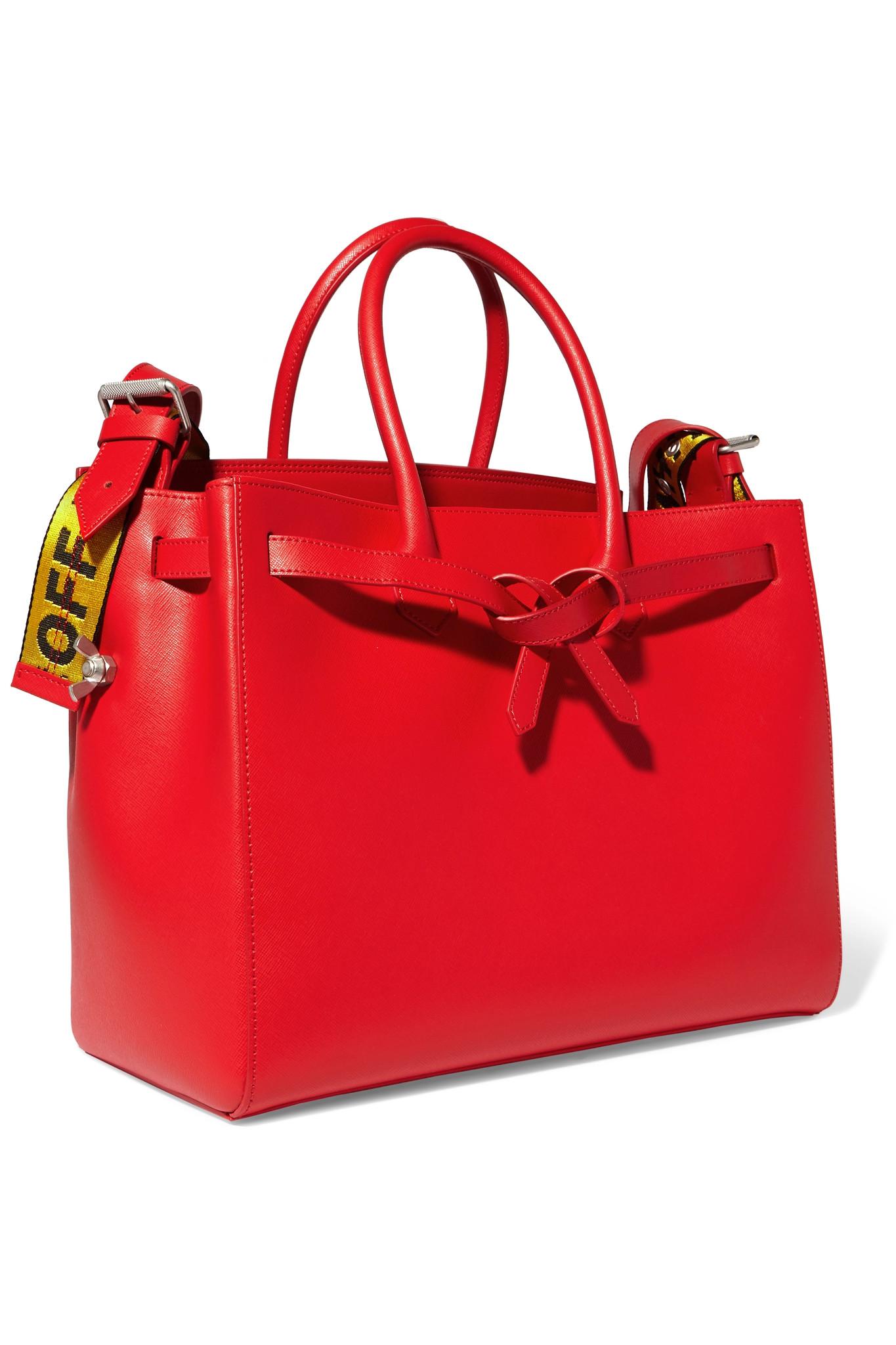 Off-White c/o Virgil Abloh Textured-leather Tote Bag in Red - Lyst