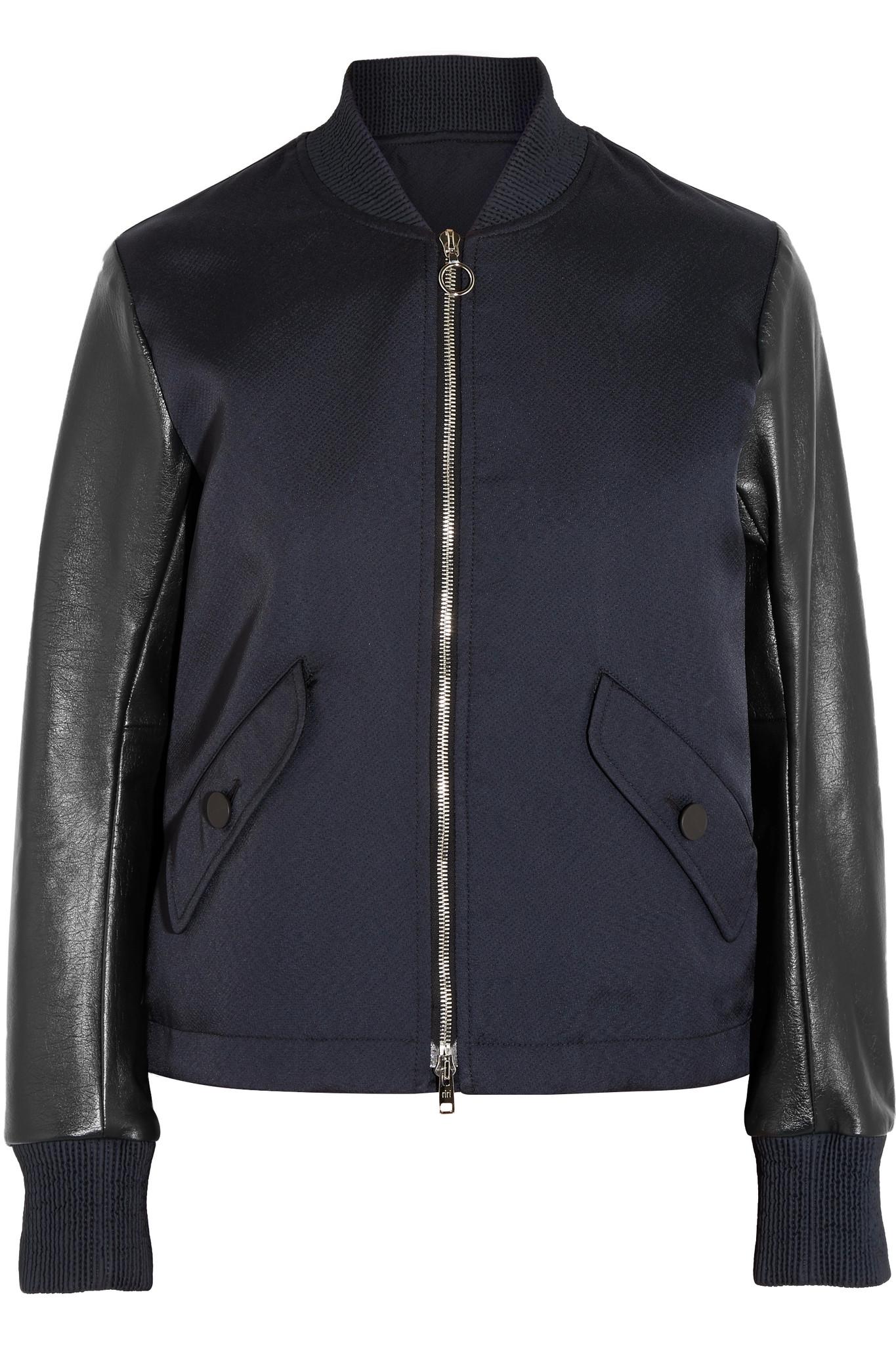 Lyst - Tim Coppens Lace-up Leather And Twill Bomber Jacket in Black