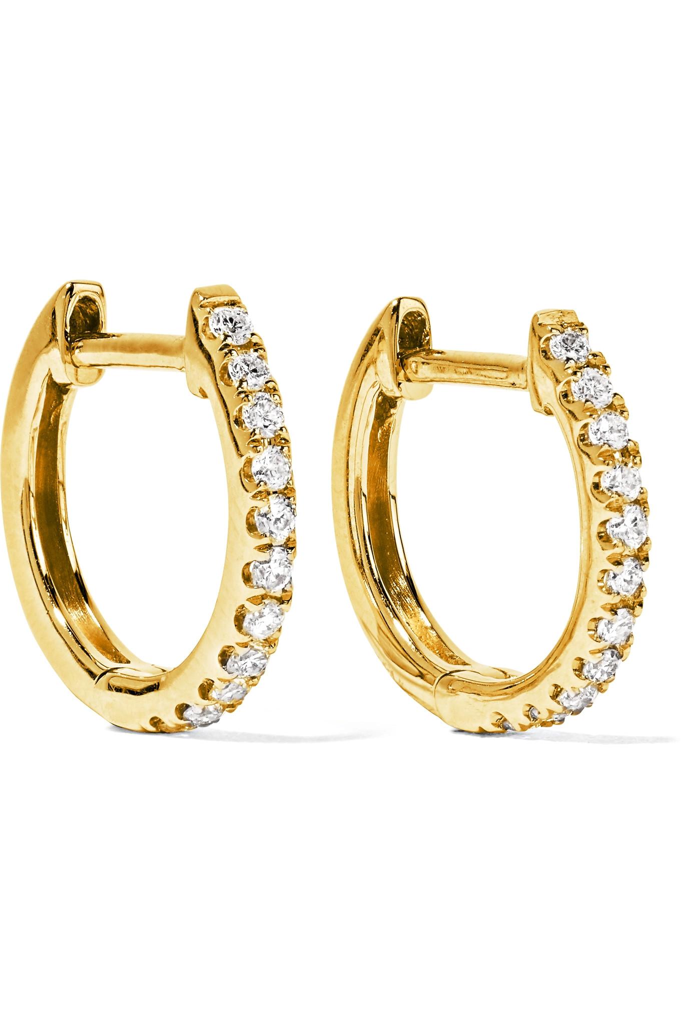 Anita ko Huggy 18karat Gold Diamond Earrings in Metallic Lyst