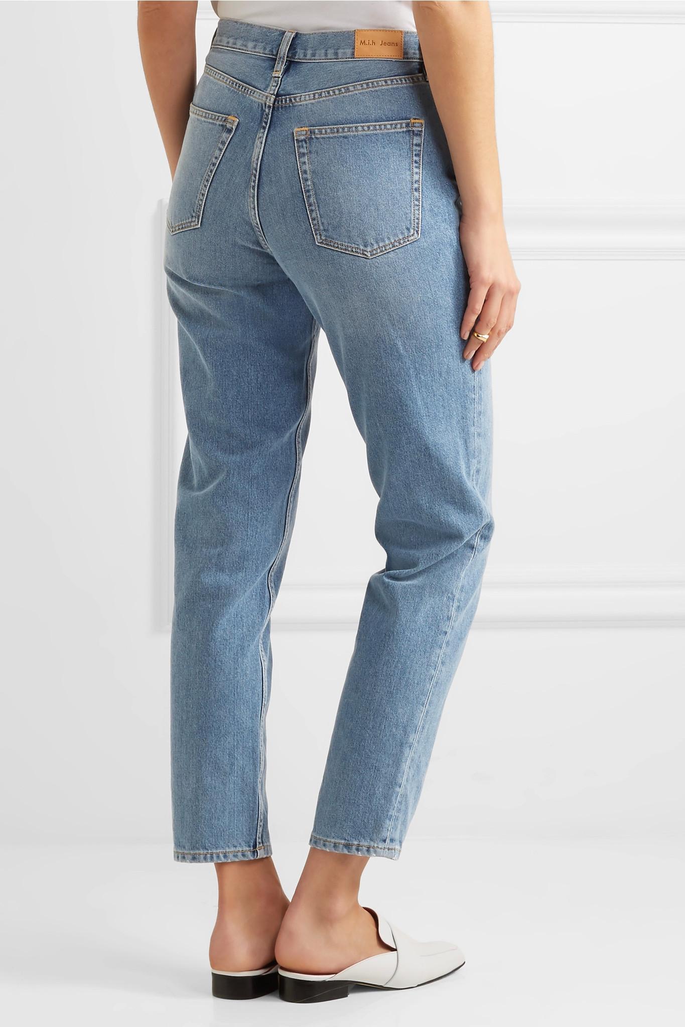 Mih jeans Linda Embroidered High-rise Straight-leg Jeans in Blue | Lyst