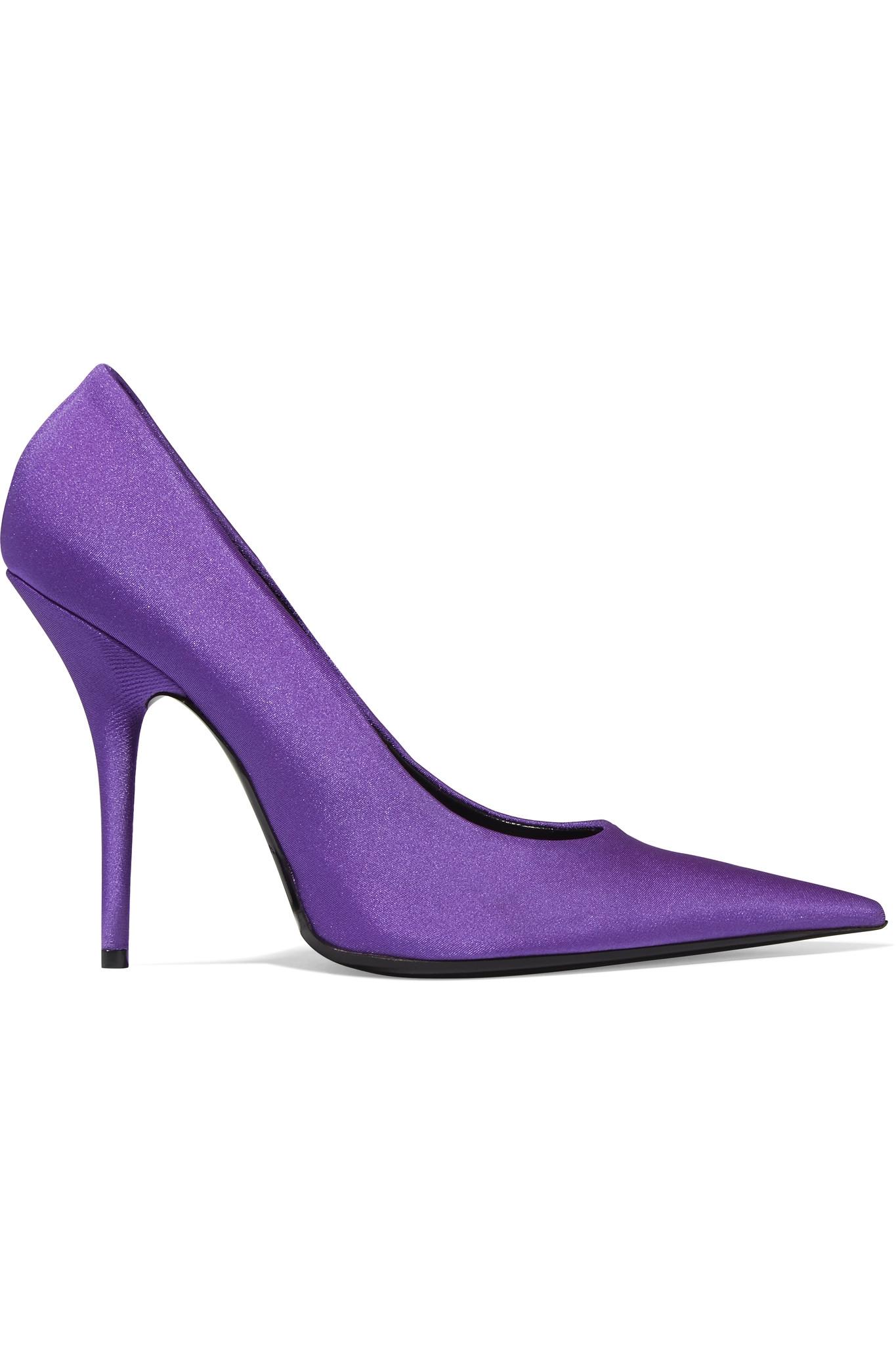 Balenciaga Heel 10cm Extreme Pointed Toe Spandex Knife Pumps Purple 2017 [Balenciaga-Heel-10cm 