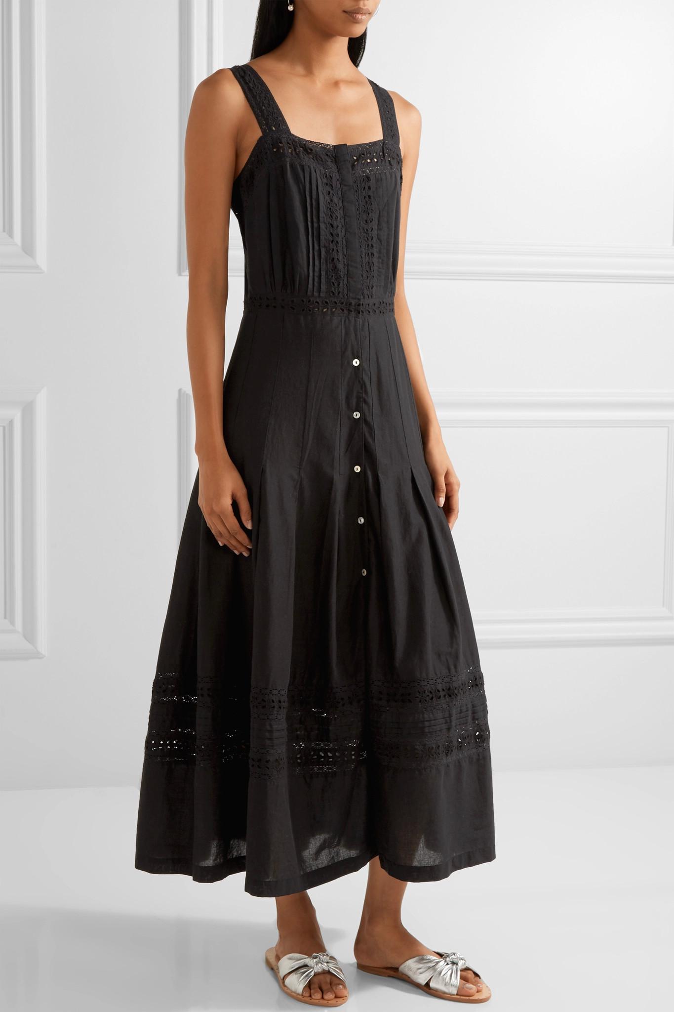 Lyst - LoveShackFancy Eve Broderie Anglaise-trimmed Cotton-voile Midi ...