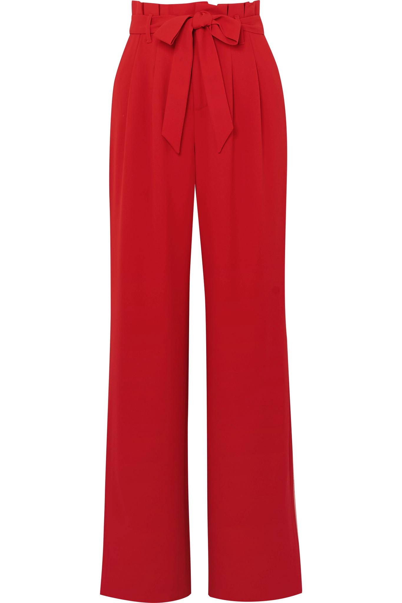 Lyst - Alice + Olivia Farrel Belted Crepe Wide-leg Pants in Red