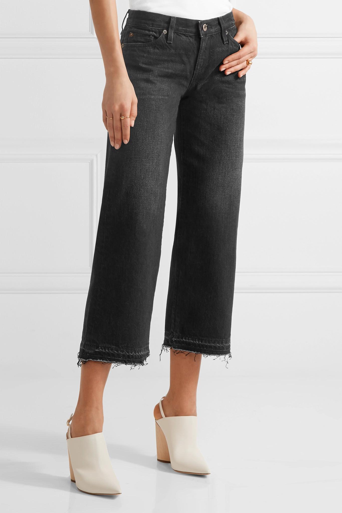 cropped wide leg black jeans