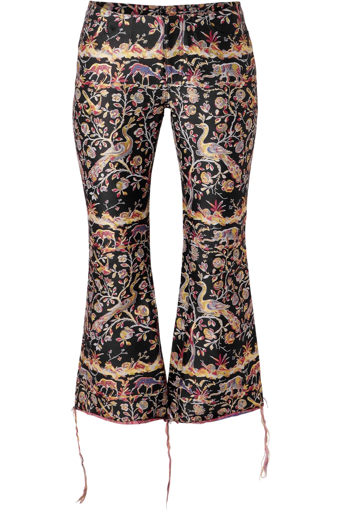 Lyst - Marques'Almeida Cropped Frayed Brocade Flared Pants in Black
