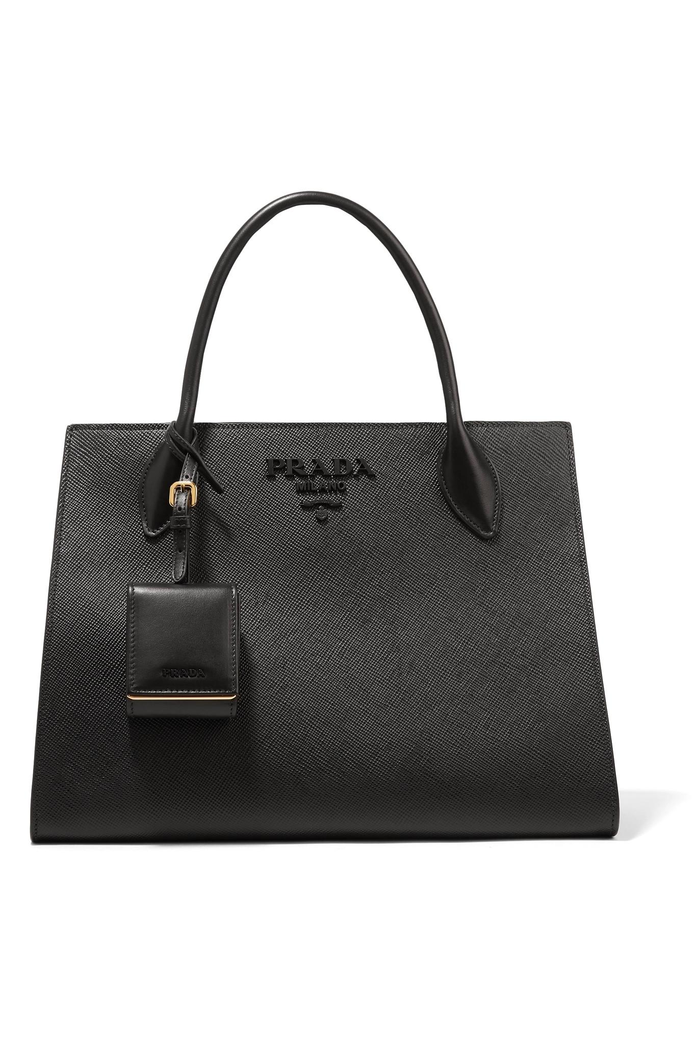 lyst - prada textured-leather tote in black